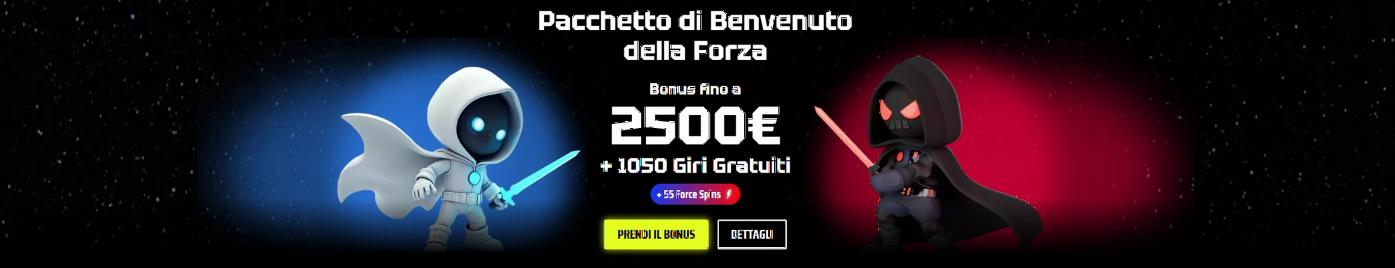 Pacchetto di benvenuto SlotsVader Casino con bonus 200%